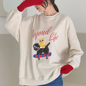 daily韩国东大门正品代购女装25秋可爱卡通圆领宽松落肩卫衣学生