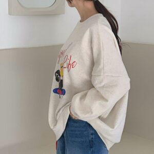 daily韩国东大门正品代购女装25秋可爱卡通圆领宽松落肩卫衣学生